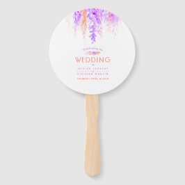 紫の結婚オレンジ色の花カスケードプログラムファン ハンドファン