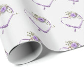 紫の結婚リボンハート ラッピングペーパー (ロールコーナー)