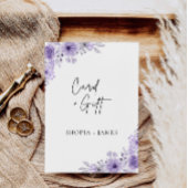 紫の結婚式のカードとギフトのサイン 招待状