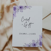 紫の結婚式のカードとギフトのサイン 招待状