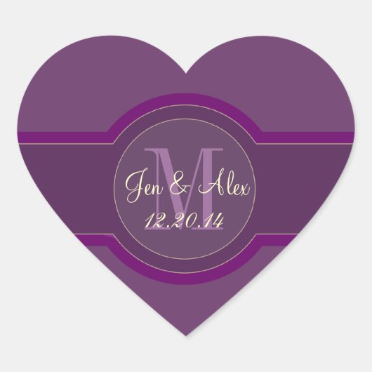 紫の結婚式の引き出物シールハート型 ハートシール (正面)