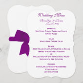 紫の結婚式メニュー カスタム招待状 リボン付き メニュー (正面/裏面)