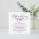 紫の結婚式前パーティー招待状 エレガントでおしゃれな結婚式前パーティーの招待状は、 Before t 招待状 (スタンド正面)