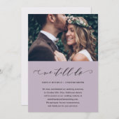 紫の結婚式延期案内　写真はそのまま 案内状 (正面/裏面)