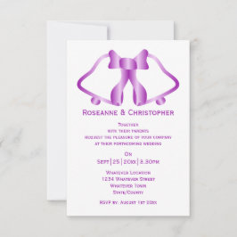 紫の結婚式招待状ベルとリボン 招待状