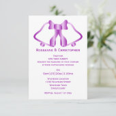 紫の結婚式招待状ベルとリボン 招待状 (スタンド正面)