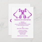 紫の結婚式招待状ベルとリボン 招待状 (正面/裏面)