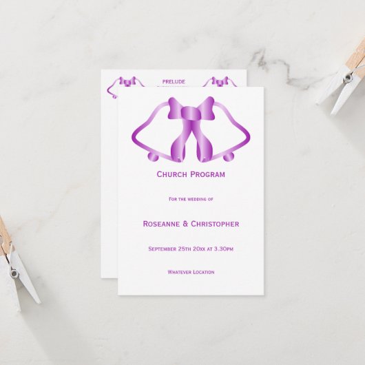紫の結婚式 プログラムベルとリボン (正面/裏面インサイチュ)