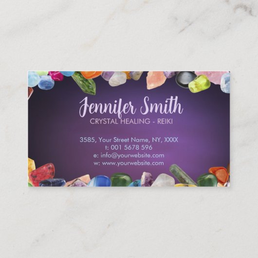 紫の結晶と宝石を癒す 名刺 (裏面)