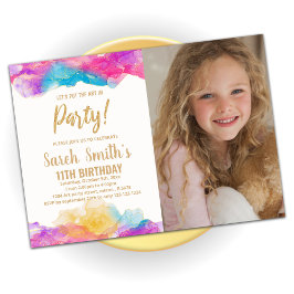 紫の絵を描誕生日招待状(写真あり) 招待状