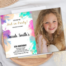 紫の絵を描誕生日招待状（写真あり）