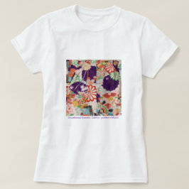 紫の綺麗な伝統的着物生地のTシャツ Tシャツ
