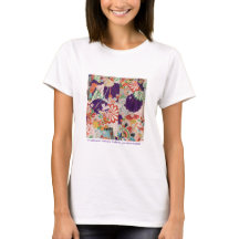紫の綺麗な伝統的着物生地のTシャツ