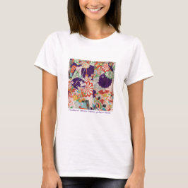 紫の綺麗な伝統的着物生地のTシャツ Tシャツ