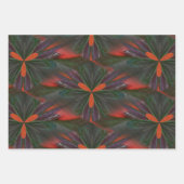 紫の緑とオレンジの抽象芸術パターン ラッピングペーパーシート (正面)