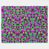 紫の緑と黒の幾何学的な芸術を持つ毛布 フリースブランケット (正面(横))