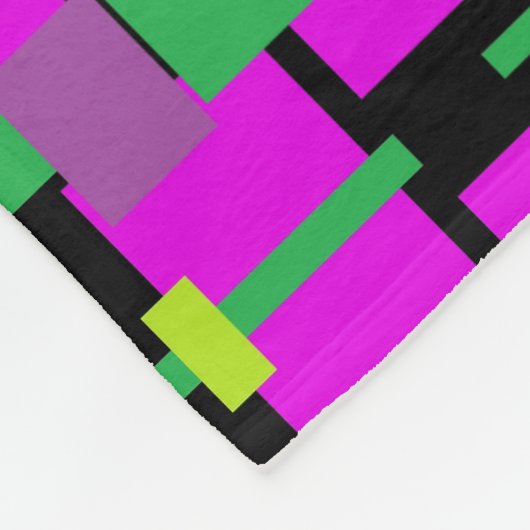 紫の緑と黒の幾何学的な芸術を持つ毛布 フリースブランケット (角)