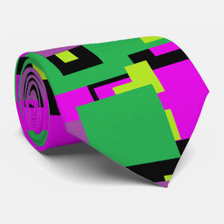 紫の緑と黒の正方形のパターンを持つネクタイ ネクタイ