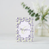 紫の緑のアイボリーフローラダマスクのエンクロージャカード エンクロージャーカード (スタンド正面)