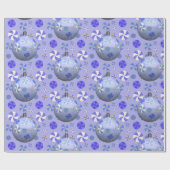 紫の緑のクリスマスオーナメントパープルホワイトキャンディ ラッピングペーパー (フラット)