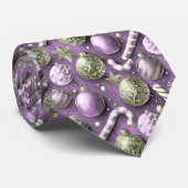 紫の緑のクリスマスパターン#12 ID1009 ネクタイ (ロール)