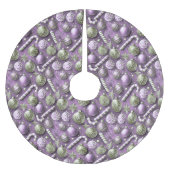 紫の緑のクリスマスパターン#12 ID1009 ブラッシュドポリエステルツリースカート (正面)