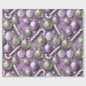 紫の緑のクリスマスパターン#12 ID1009 ラッピングペーパー (フラット)