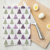 紫の緑のクリスマスパターン#25 ID1009 キッチンタオル (四つ折り)
