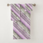 紫の緑のクリスマスパターン#28 ID1009 バスタオルセット (インサイチュ)