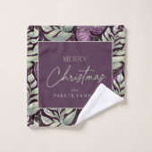 紫の緑のクリスマスパターン#29 ID1009 バスタオルセット (ウォッシュタオル)