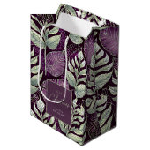 紫の緑のクリスマスパターン#29 ID1009 ミディアムペーパーバッグ (正面アングル)