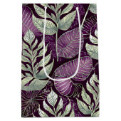 紫の緑のクリスマスパターン#29 ID1009 ミディアムペーパーバッグ (裏面)