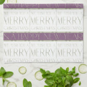 紫の緑のクリスマスパターン#35 ID1009 キッチンタオル (折り畳み)