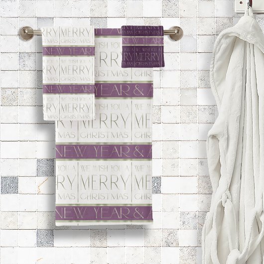 紫の緑のクリスマスパターン#35 ID1009 バスタオルセット