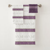 紫の緑のクリスマスパターン#35 ID1009 バスタオルセット (インサイチュ)