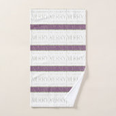 紫の緑のクリスマスパターン#35 ID1009 バスタオルセット (ハンドタオル)