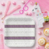 紫の緑のクリスマスパターン#35 ID1009 ペーパープレート (パーティー)