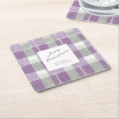 紫の緑のクリスマスパターン#7 ID1009 スクエアペーパーコースター (アングル)