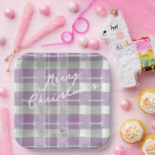 紫の緑のクリスマスパターン#7 ID1009 ペーパープレート (パーティー)