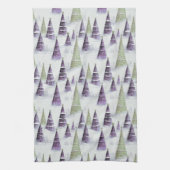 紫の緑のクリスマスパターン#8 ID1009 キッチンタオル (縦)