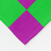 紫の緑のチェッ市松模様にクパターン フリースブランケット (角)