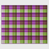 紫の緑のトーン格子縞チェックパターン ラッピングペーパー (フラット)