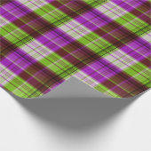 紫の緑のトーン格子縞チェックパターン ラッピングペーパー (角)