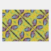 紫の緑のパインタリー ラッピングペーパーシート (正面2)