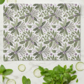 紫の緑のパターン#17 ID1009 キッチンタオル (折り畳み)