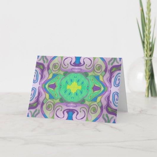 紫の緑のファンタジーグリーティングカード カード (正面)