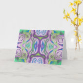 紫の緑のファンタジーグリーティングカード カード (黄色い花)
