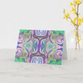 紫の緑のファンタジーグリーティングカード カード (黄色い花)