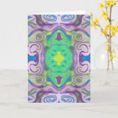 紫の緑のファンタジーグリーティングカード カード (黄色い花)