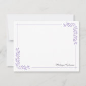 紫の緑のフレーム名パーソナライズされた ノートカード (正面)